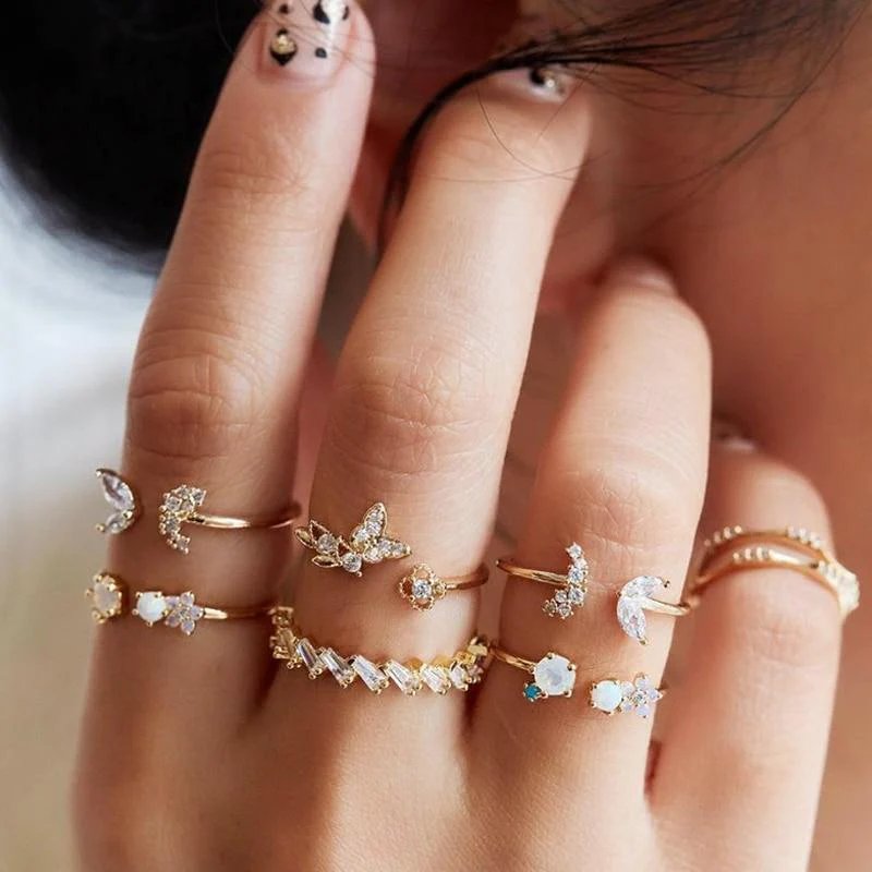 Gold-Plated Celestial Ring Set