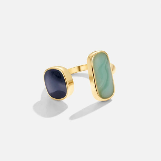 Dual Stone Gold-Plated Open Ring
