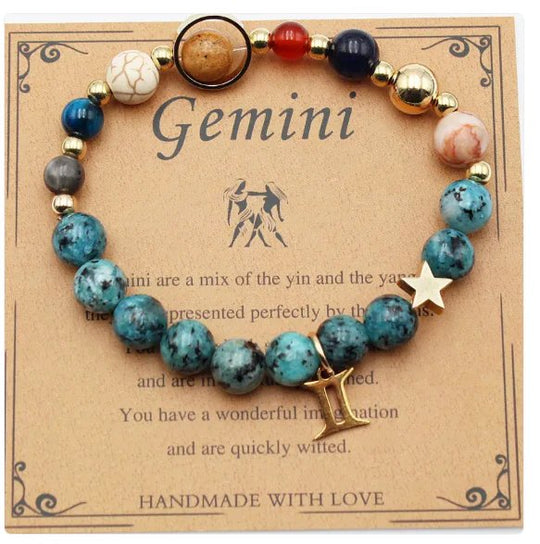 Natural Stone Zodiac Symbol Bracelet