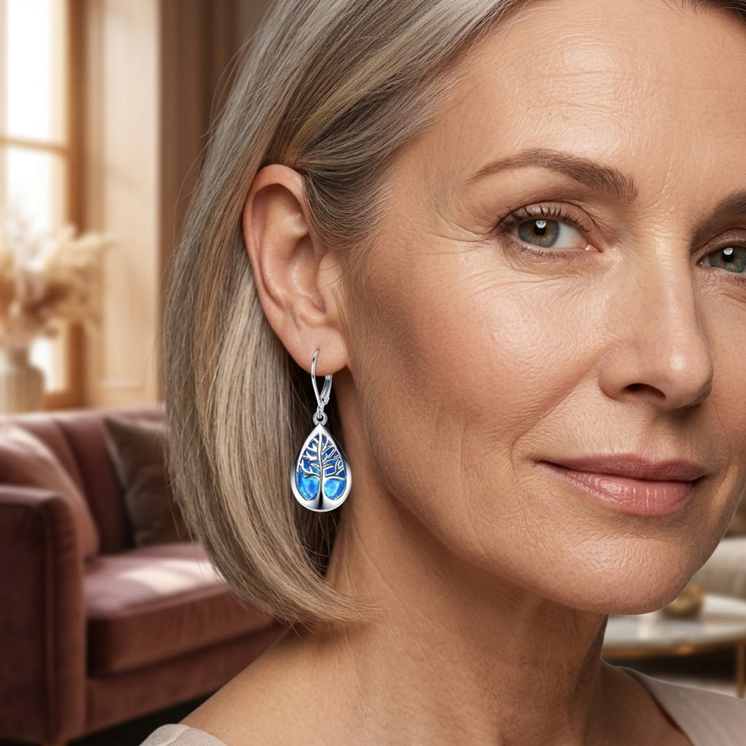 Sterling Silver Tree of Life Leverback Earrings