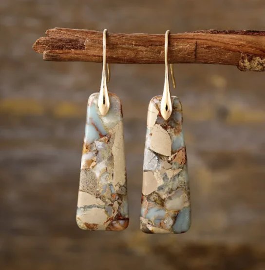 Geometric Stone Drop Earrings