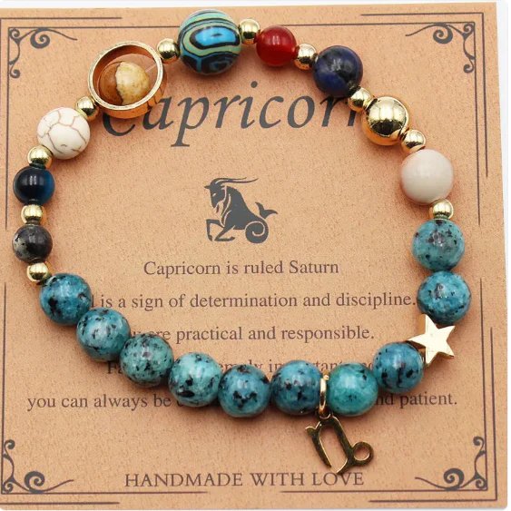 Natural Stone Zodiac Symbol Bracelet